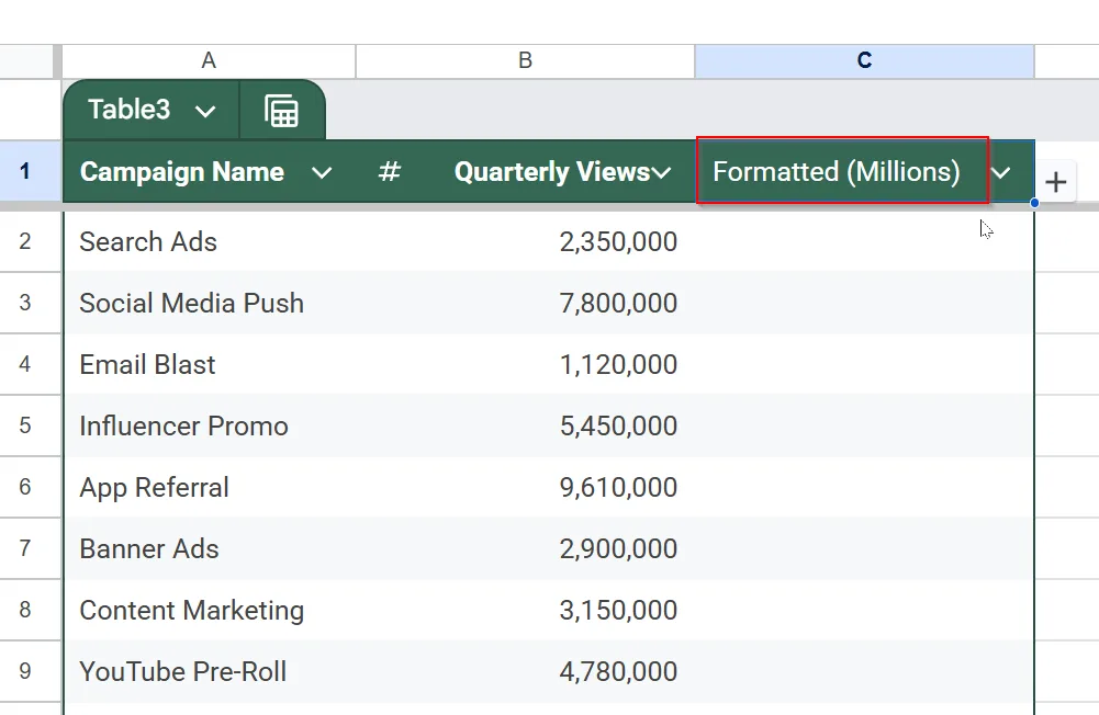 Apply TEXT Function for Custom Display (No Formatting Menu) in Google Sheets