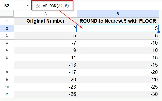 Rounding Negative Numbers to the Nearest 5