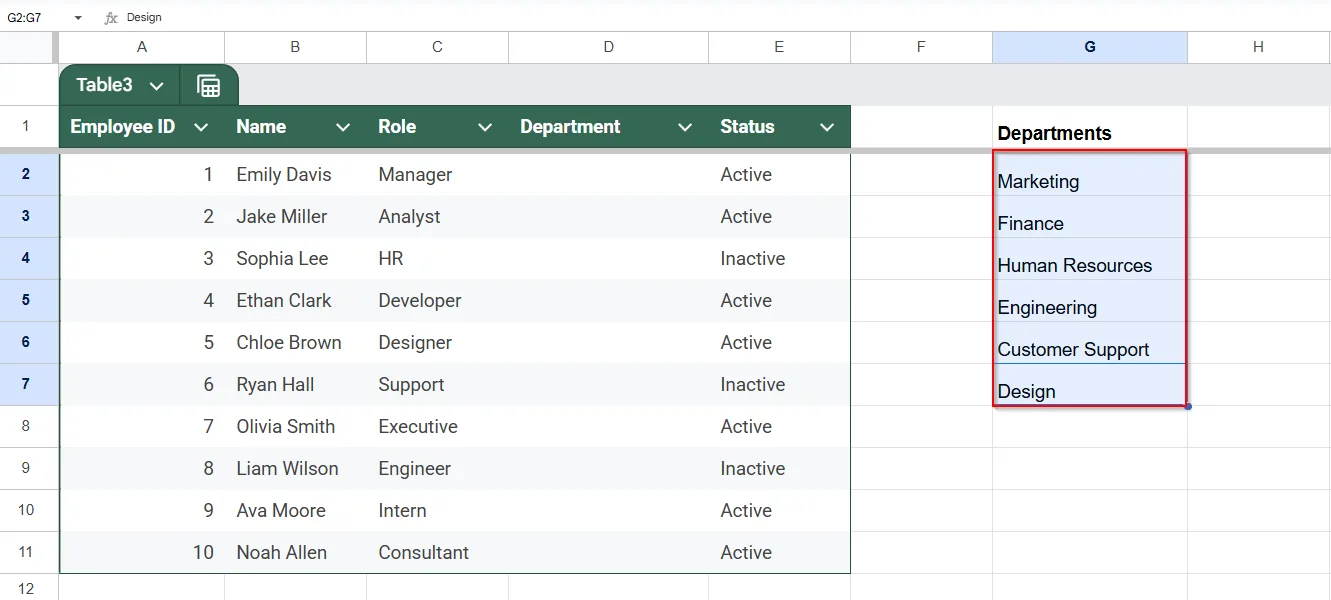 Using Named Ranges to Create a Drop-Down List in Google Sheets