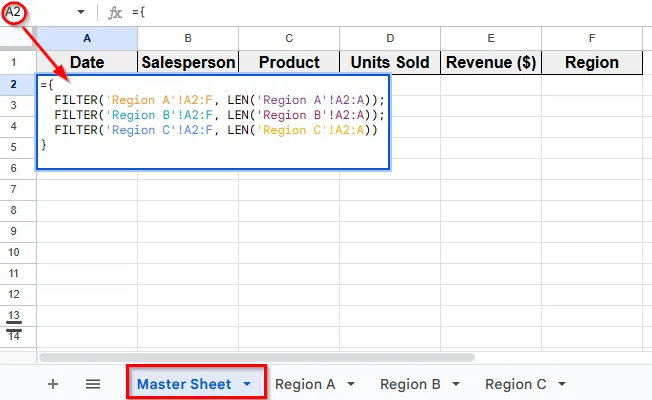 Use the FILTER Function to Pull Data Automatically