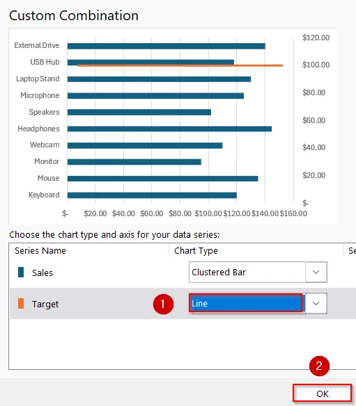 Insert a Separate Data Series to Add a Line