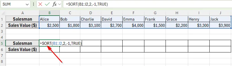 Apply SORT Function to Auto Sort by Columns