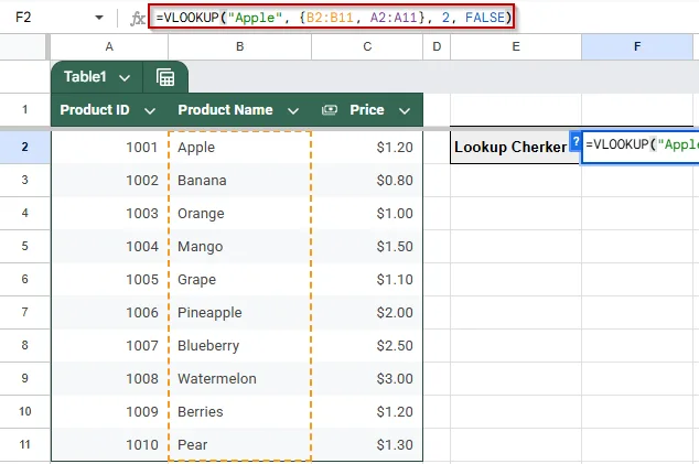 Ensure the Lookup Value Is in the First Column of the Range
