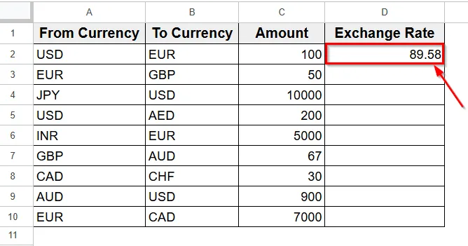 Using Google Apps Script for Currency Conversion