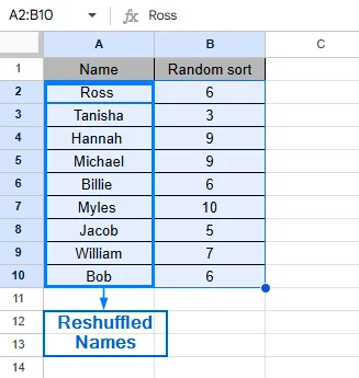 Randomize List Using RANDBETWEEN Function