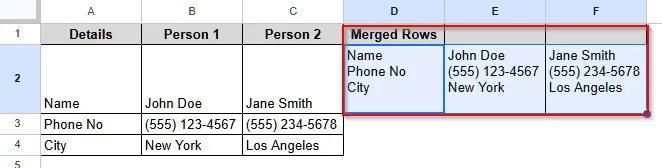 Use the CONCATENATE Function to Merge Rows in Google Sheets