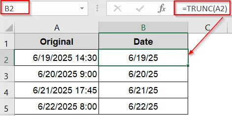 Extract Only the Date from a Date-Time Values
