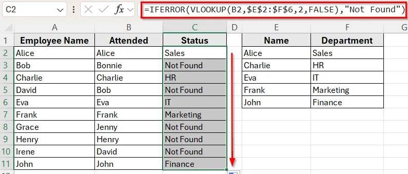 Use VLOOKUP to Compare and Return a Related Value