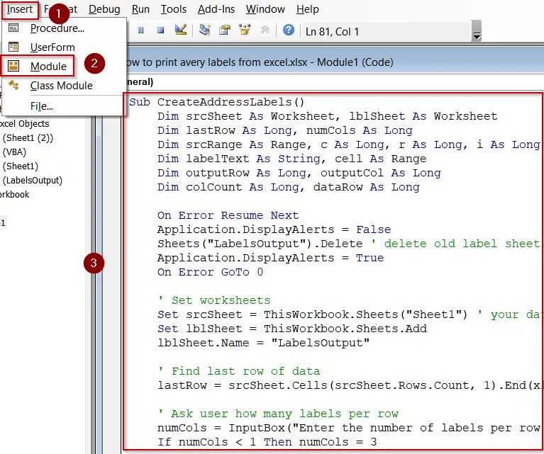 Automating Avery Label Printing from Excel Using VBA