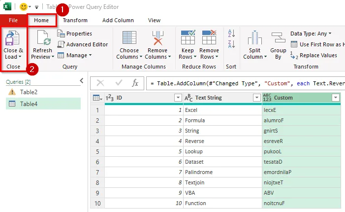 Using Power Query to Reverse a Text String
