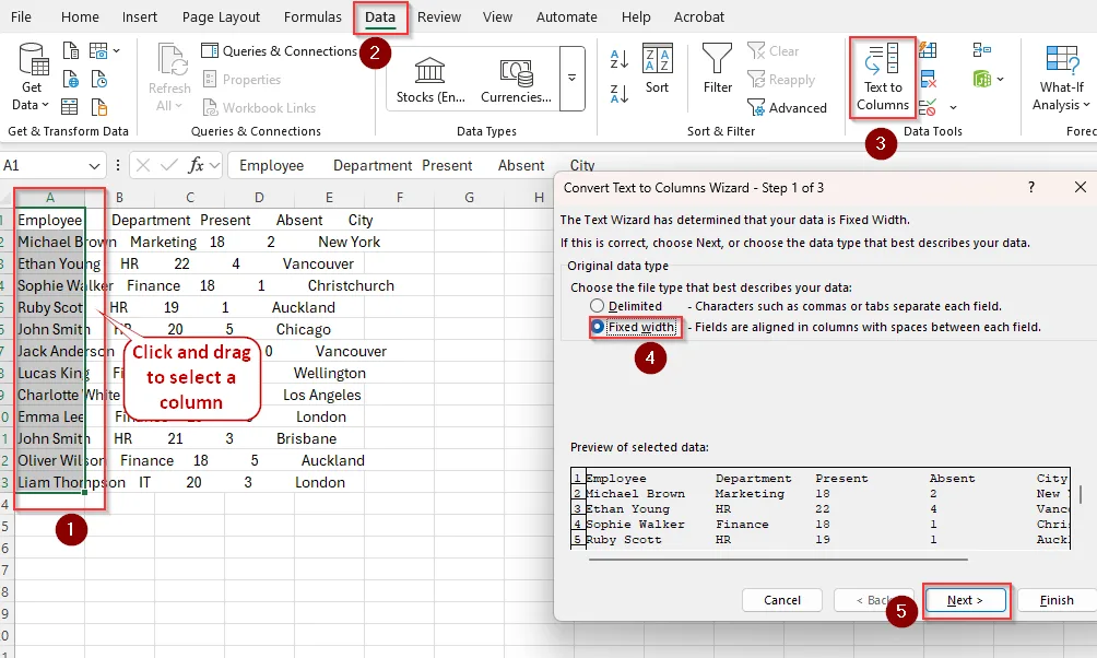 Import with Text to Column Feature