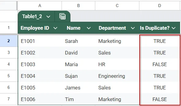 Applying ARRAYFORMULA with VLOOKUP Function Across Entire Columns to Find Duplicates
