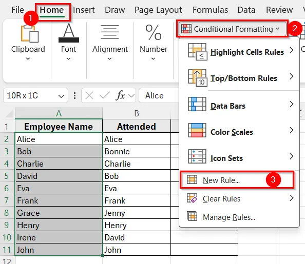 Highlight Differences Using Conditional Formatting