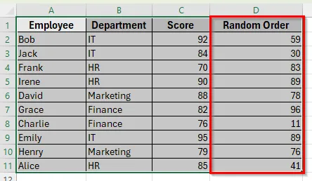 Applying RANDBETWEEN Function for Random Sort in Excel