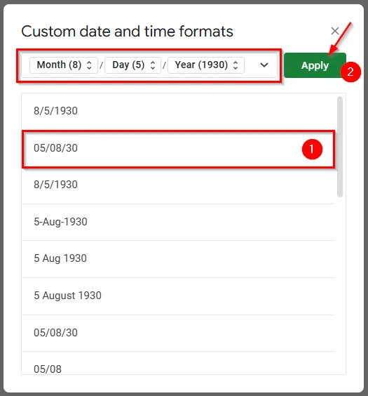 Custom Date Format In Format Menu