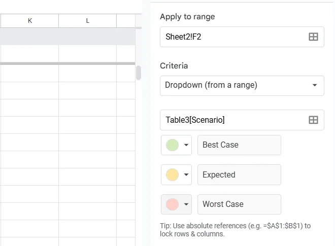 Using Scenario Manager (Simulated in Google Sheets)