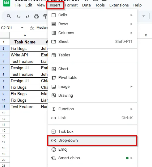 Custom Sorting Order Using Drop Down & Filter