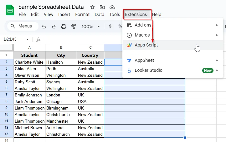 Merge Cells Using Google Apps Script