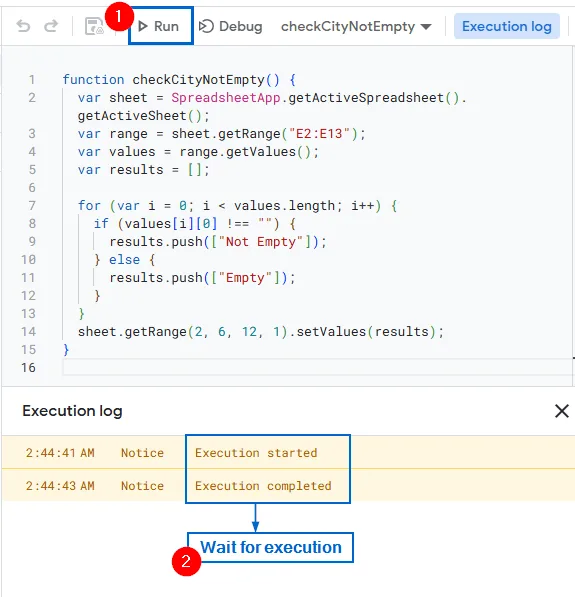 Running Custom Apps Script To Automate Not Empty Cell Detection