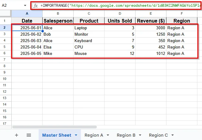 Using IMPORTRANGE Function For Different Google Sheet Files