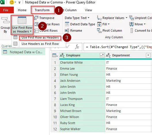 Format with the Power Query Feature