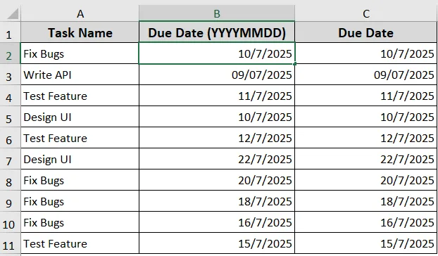 Using NumberFormat to Format Dates in Cells