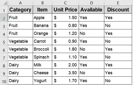 Conditional List Based on Category Selection