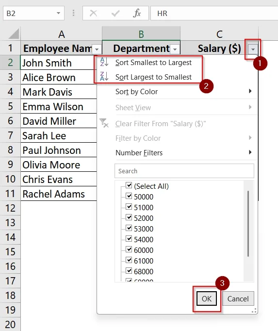 Pressing Keyboard Shortcut To Add a Sort Button