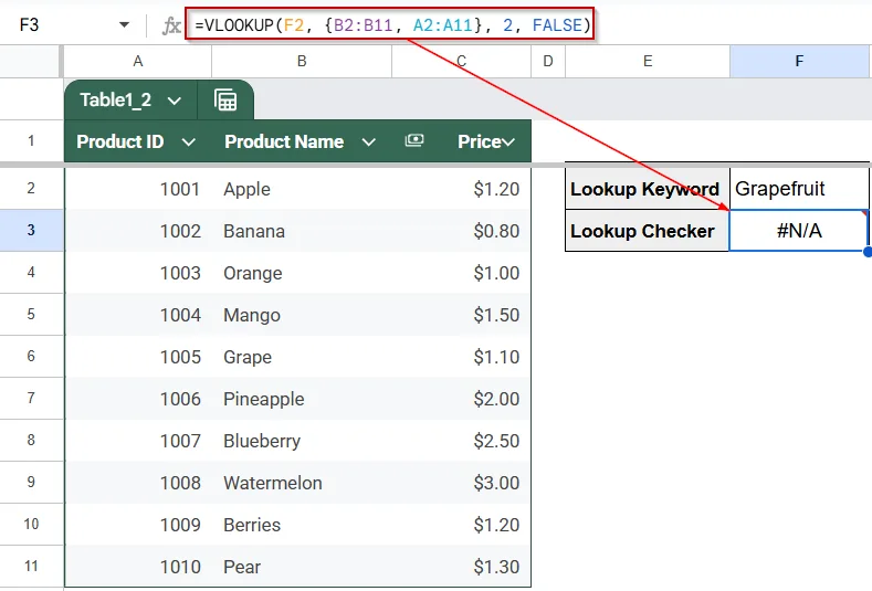 Check for Exact Match Lookup Errors in VLOOKUP