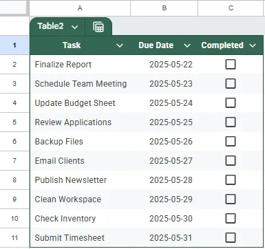 Highlight Row When Checkbox Is Checked