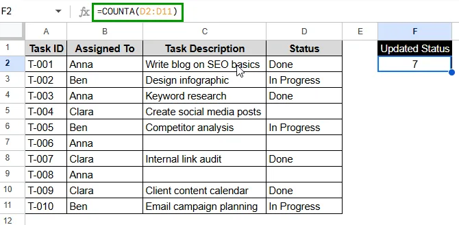 Using COUNTA with Multiple Ranges