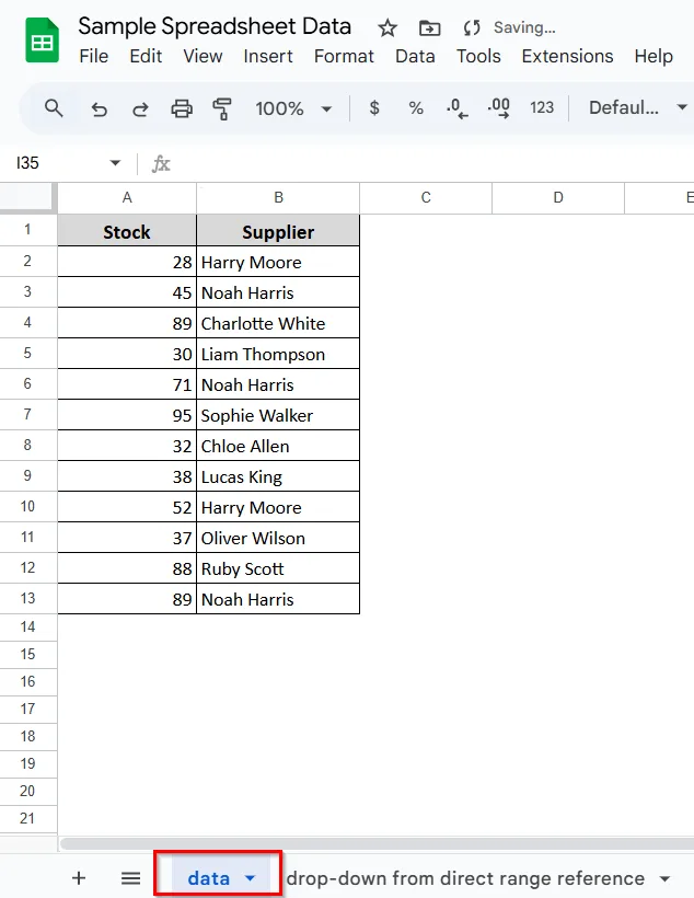 Creating a Drop-down List with a Direct Range Reference