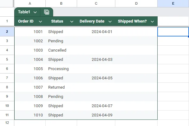 Use IF and SEARCH Functions to Return Date Based on Text in Another Cell