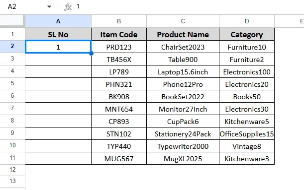 Add Serial Number Using the Fill Handle