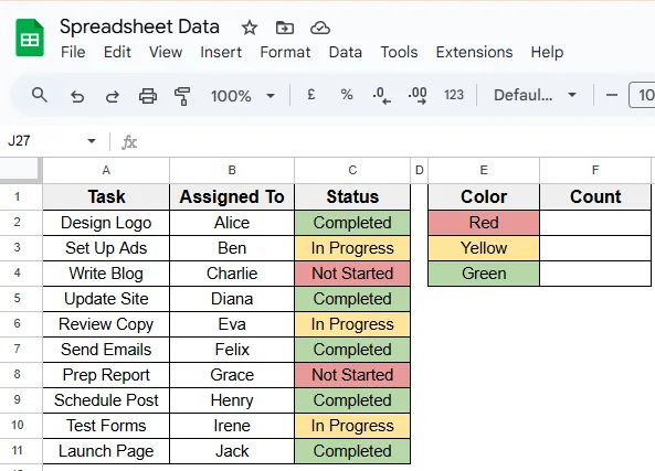 Using Apps Script to Count by Fill Color