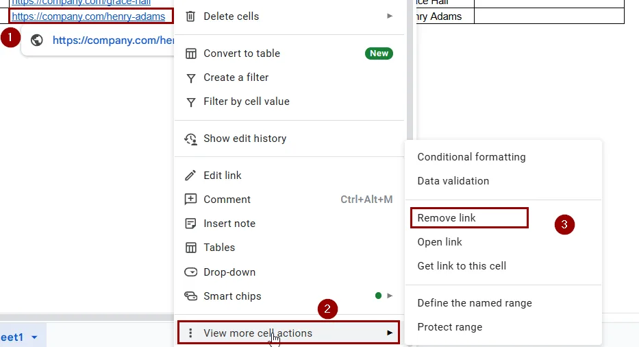 Using the Context Menu to Remove Hyperlinks