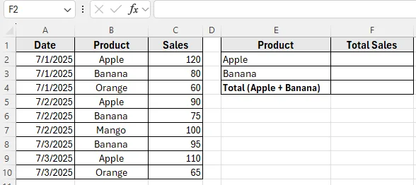 Using SUMIFS with Multiple Criteria in Same Column