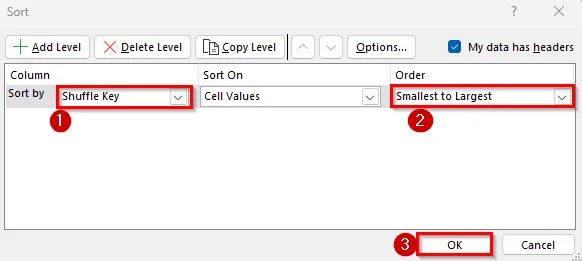 Using Manual Random Numbers for One-Time Shuffle