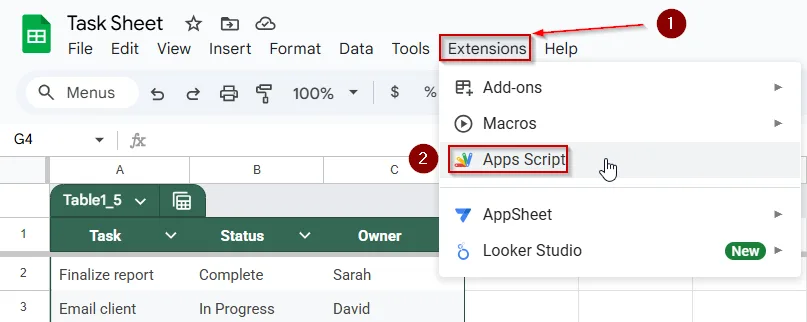 Automate Conditional Formatting Based on Text Using Apps Script