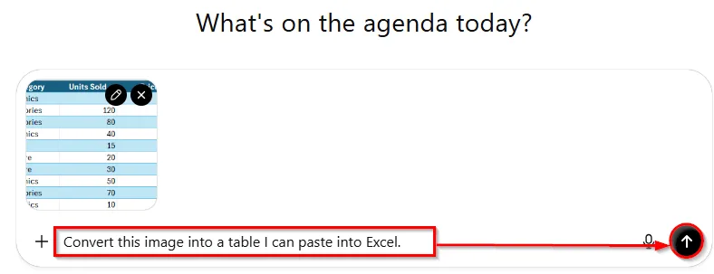 Using ChatGPT to Convert Image to Table in Excel