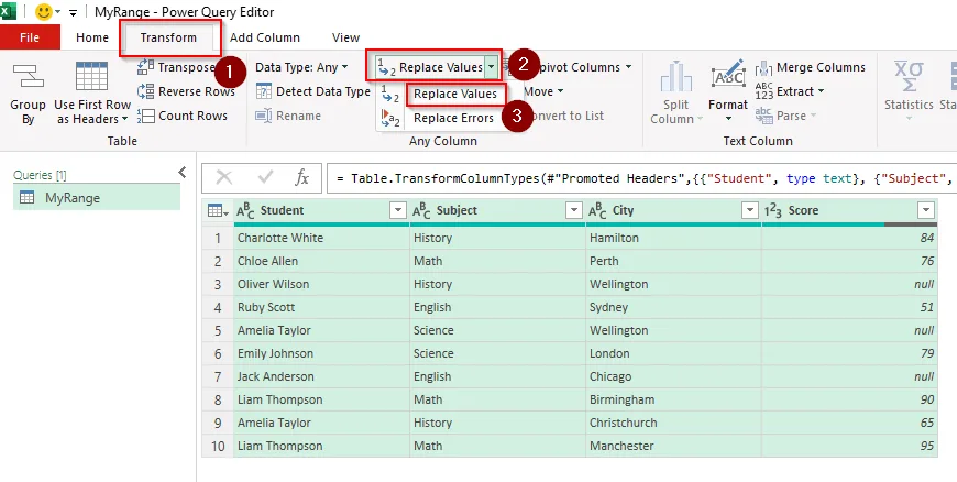 Replacing Blank Cells with Power Query