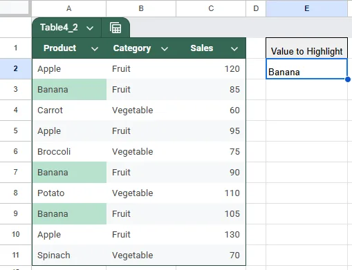 Highlight Matching Cells with Conditional Formatting