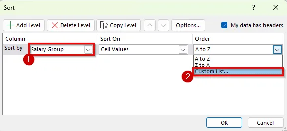 Sort by Values with a Custom Rule in Excel