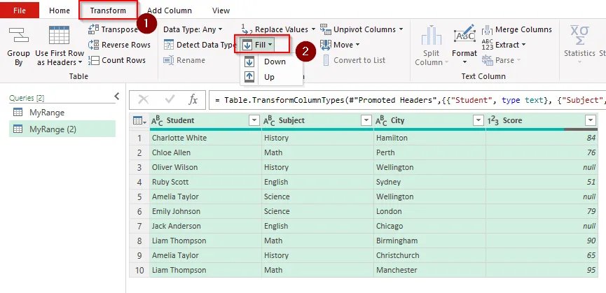 Replacing Blank Cells with Power Query