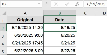 Extract Only the Date from a Date-Time Values