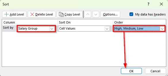 Sort by Values with a Custom Rule in Excel