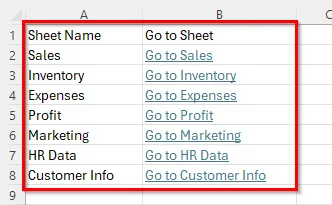 Applying Excel VBA Code to Create Table of Contents for Tabs