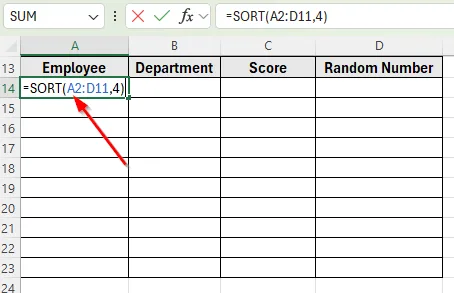 Apply RAND and SORT Functions Together for Random Sort