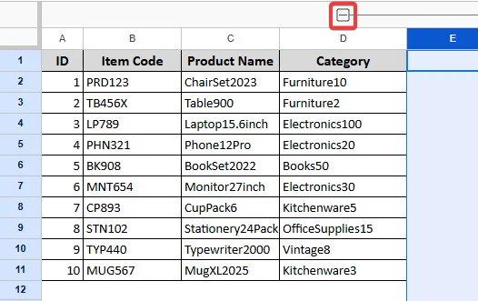 Hiding Rows or Columns as a Group