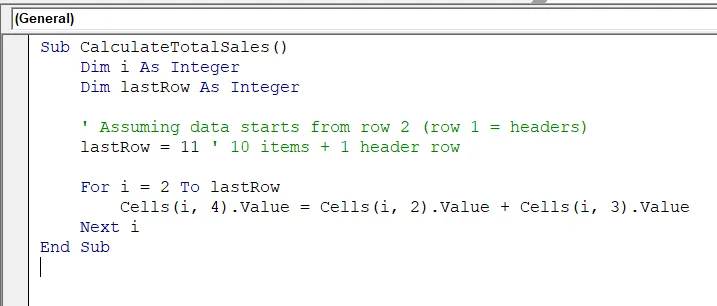 Examples of For…Next Loop In Excel VBA
